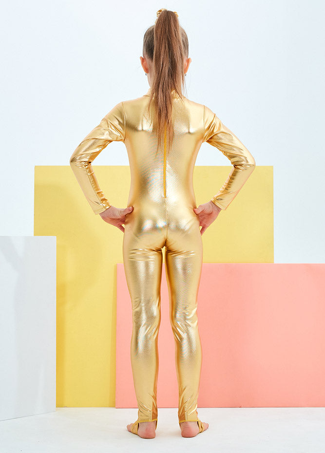 Gold girls metallic unitard