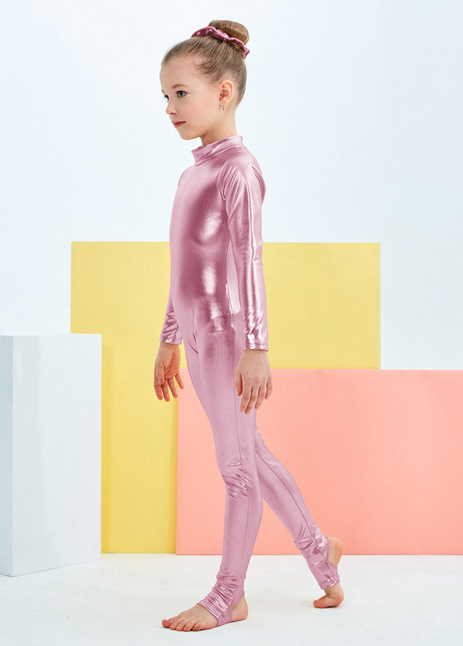 Pink girl's metallic unitard