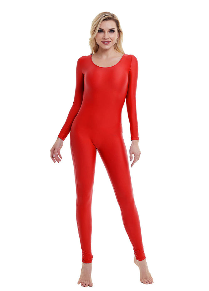 red long sleeve unitard