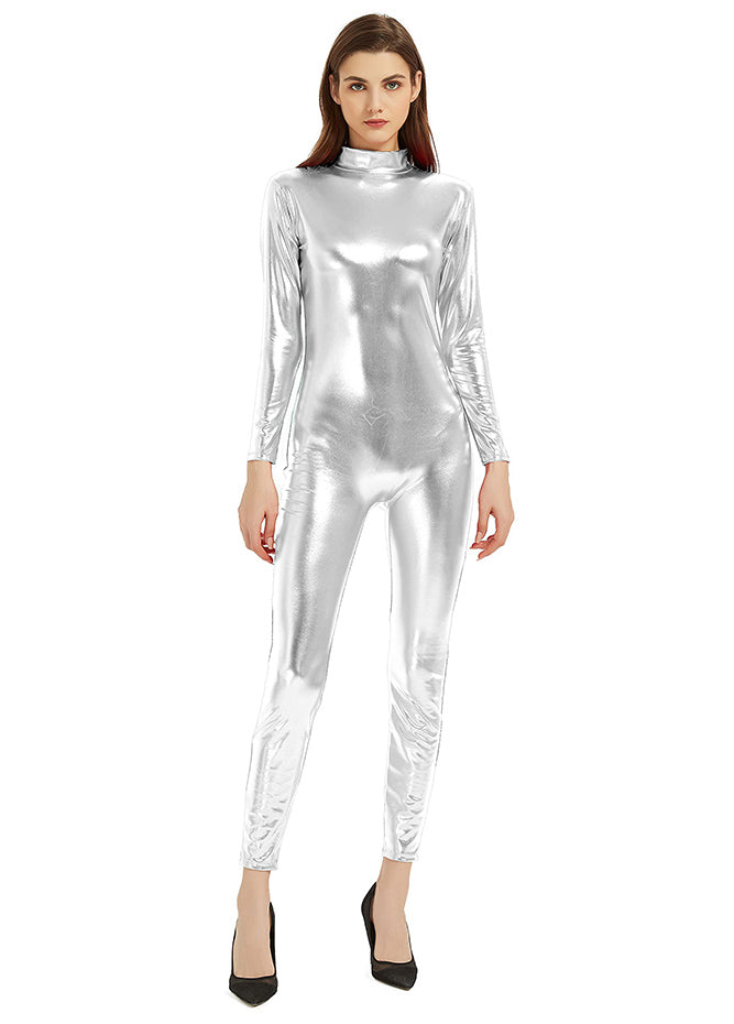 Silver Shiny Metallic Unitard