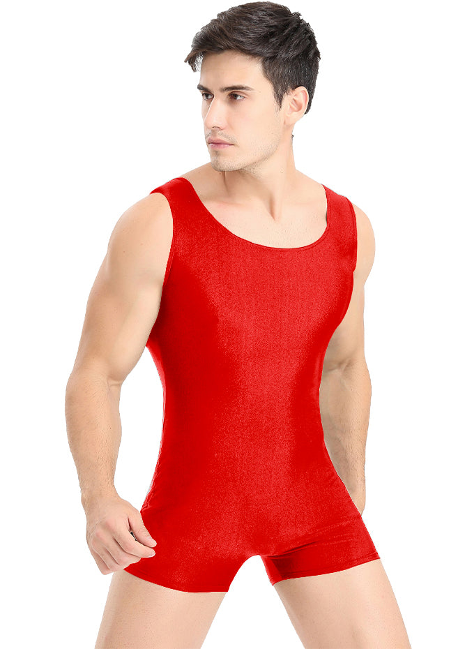Speerise Mens Biketard Spandex Short Tank Unitard