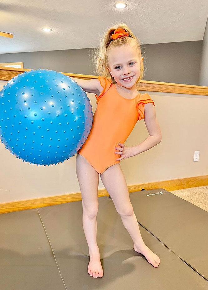 Girls Ruffle Short Sleeve Leotard