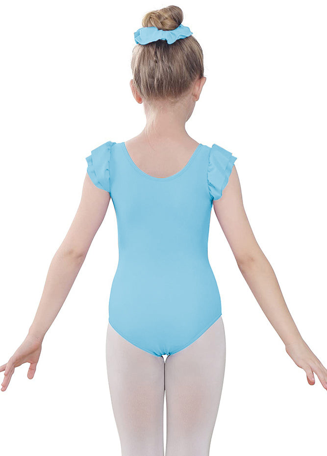 Girls Ruffle Short Sleeve Leotard