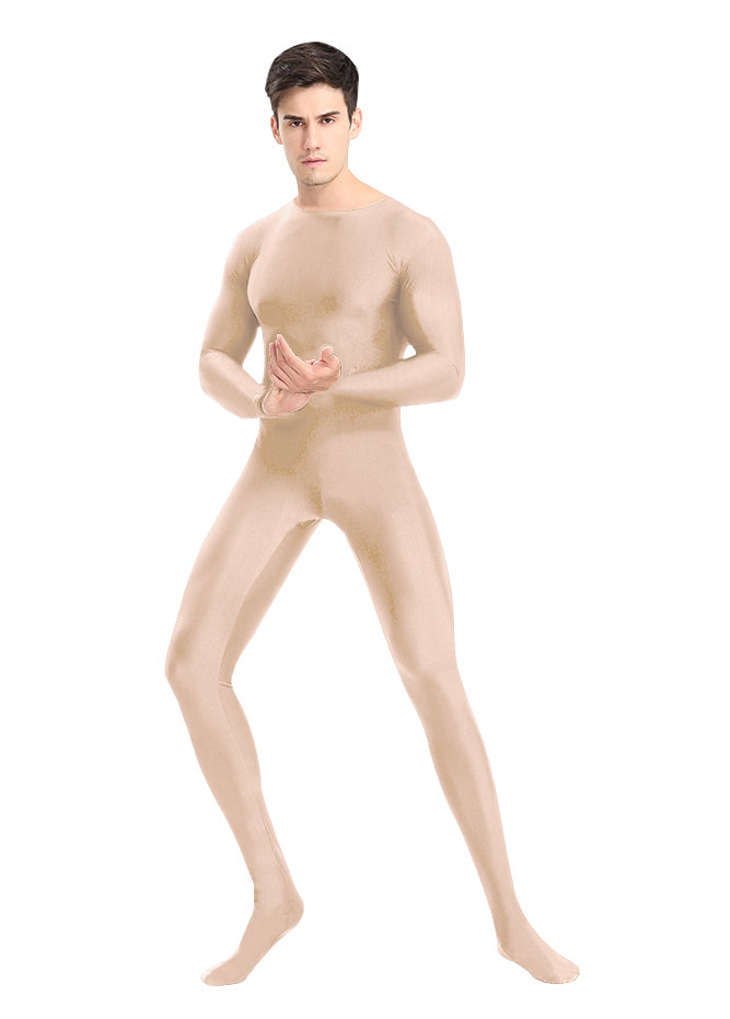 Mens Spandex Long Sleeve Unitard with Footed