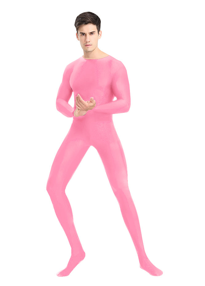 Mens Spandex Long Sleeve Unitard with Footed