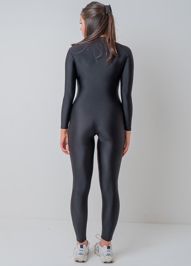Zip Front Spandex Long Sleeve Turtleneck Unitard