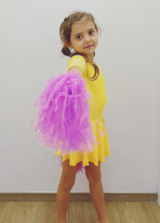 Yellow Leotard with Skirt Long Sleeve Ballet Dance Dress