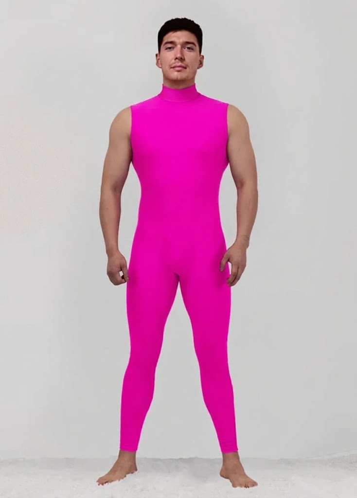 Mens Spandex Sleeveless Back Zipper Unitard