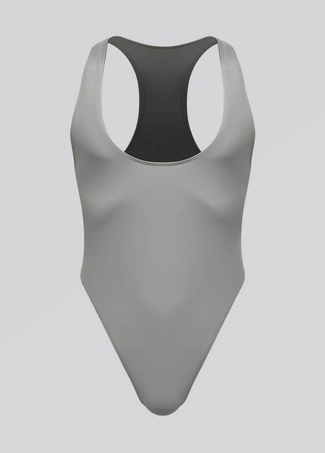 Mens Wide Neck Racerback Thong Sporty Bodysuit