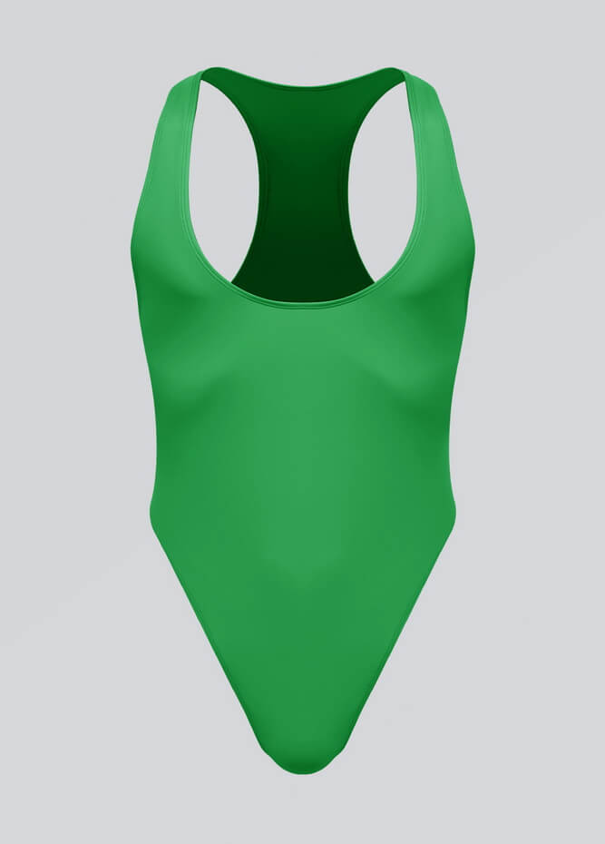 Mens Wide Neck Racerback Thong Sporty Bodysuit