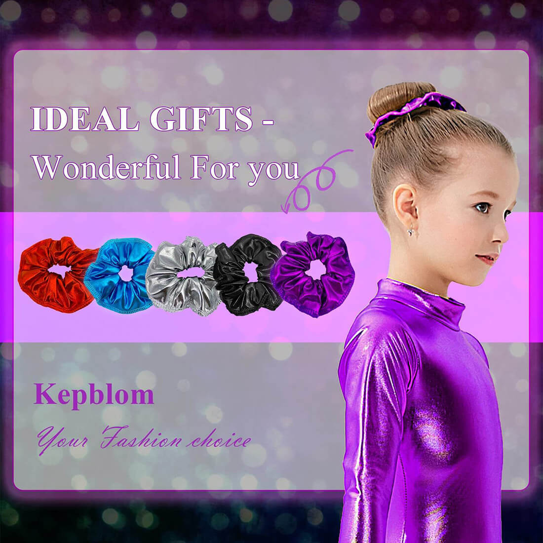12 Pieces Shiny Metallic Hair Scrunchie Ponytail Holders for Girls