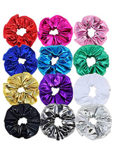 12 Pieces Shiny Metallic Hair Scrunchie Ponytail Holders for Girls