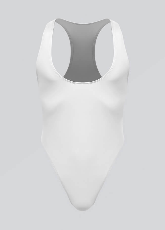 Mens Wide Neck Racerback Thong Sporty Bodysuit