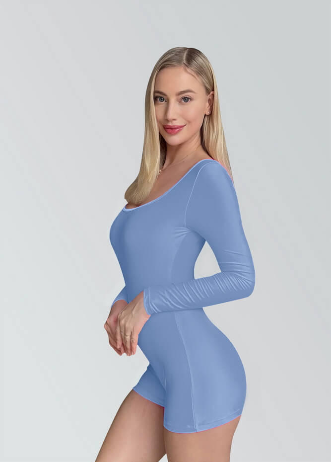 Long Sleeve Spandex Workout Romper Bodysuit