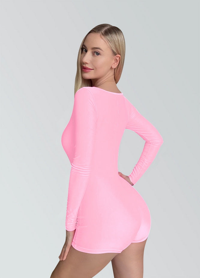 Long Sleeve Spandex Workout Romper Bodysuit