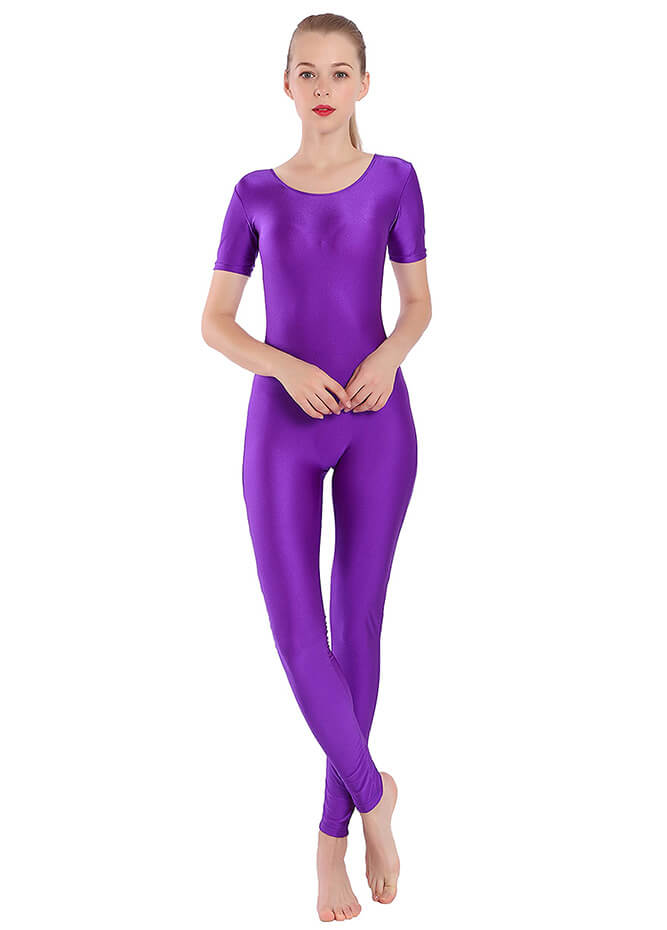 purple spandex jumpsuit