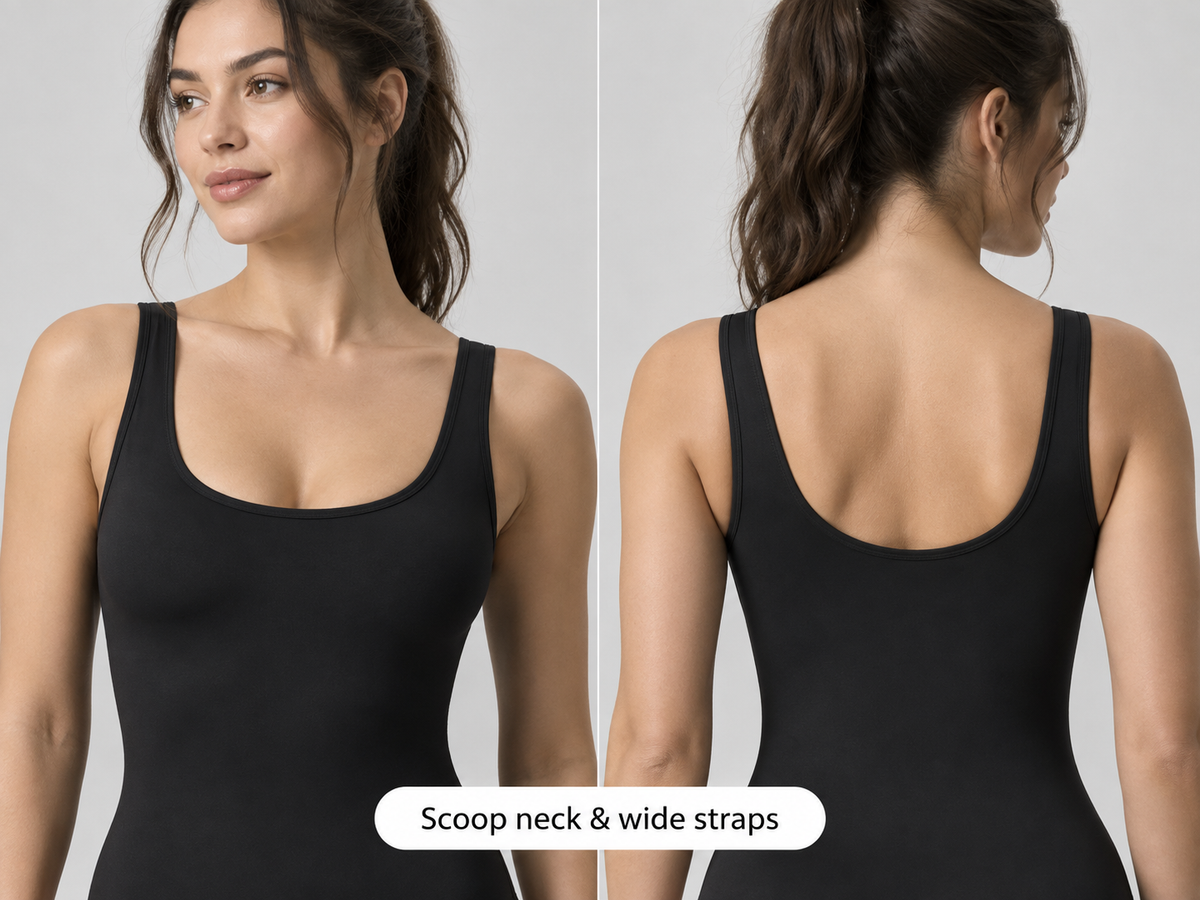 Scoop neck & wide straps