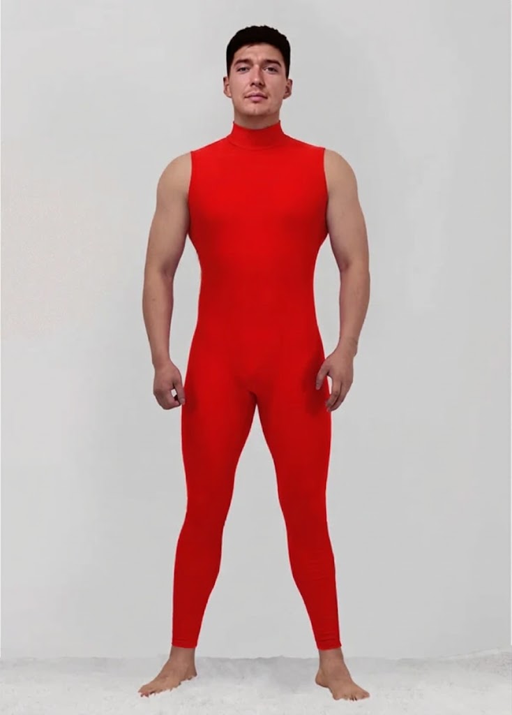 Mens Spandex Sleeveless Back Zipper Unitard