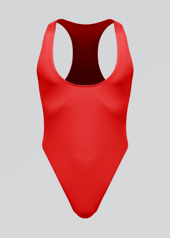 Mens Wide Neck Racerback Thong Sporty Bodysuit