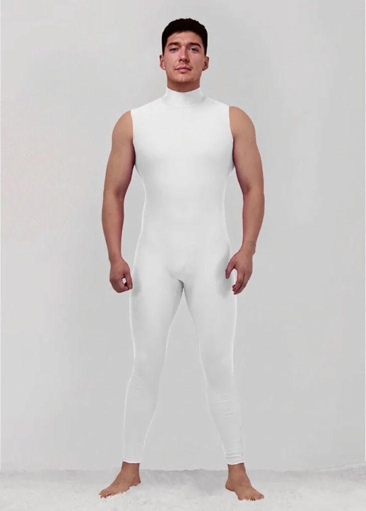 Mens Spandex Sleeveless Back Zipper Unitard
