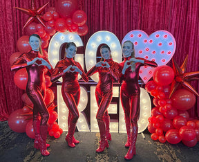 red silver metallic unitard