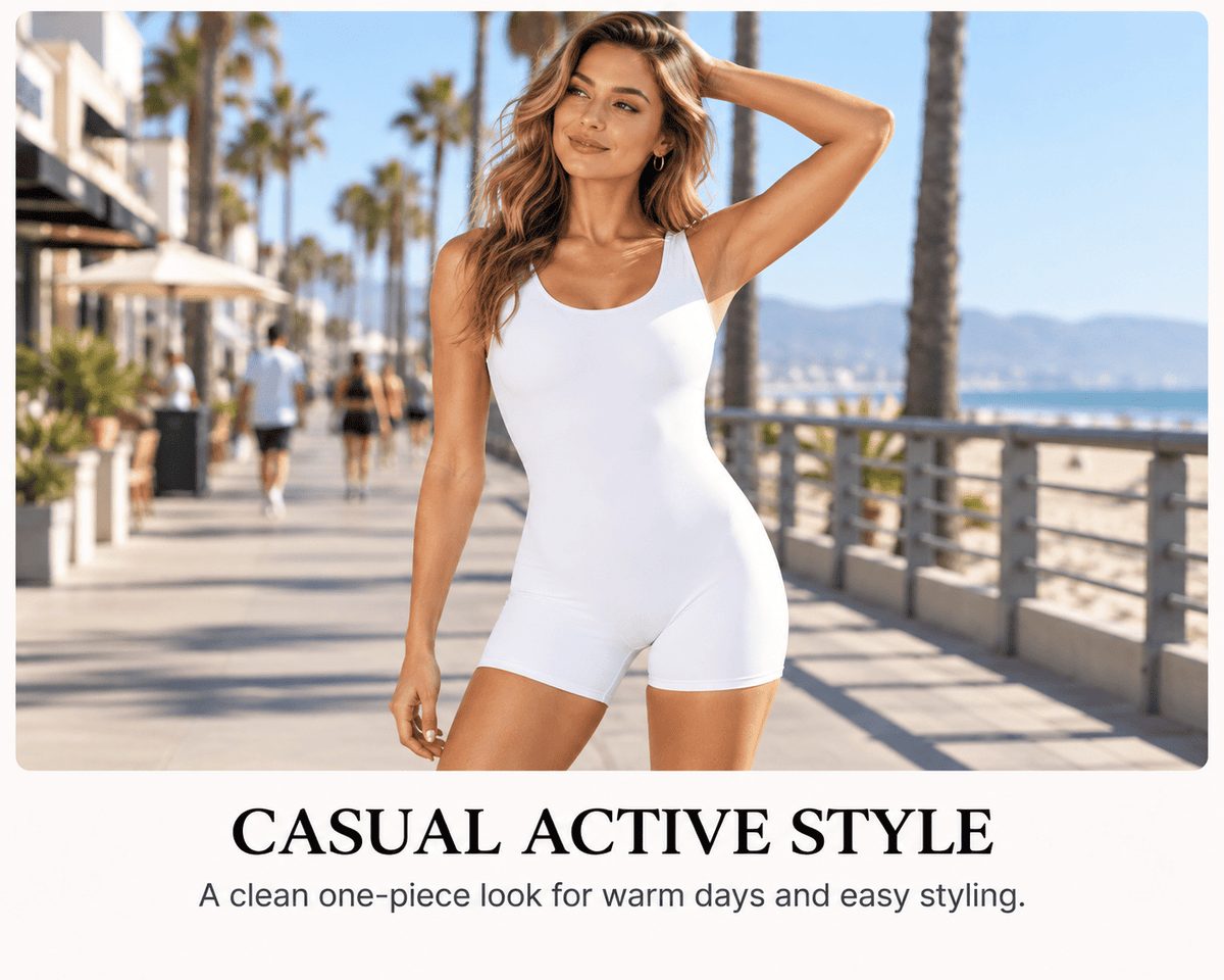 Womens Sleeveless Biketard Short Tank Unitard - Party Statement
