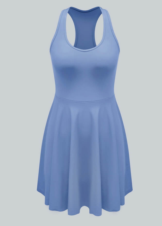 2-in-1 Racer Back Active Dress With Built-in Shorts And Pockets