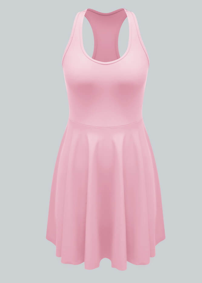 2-in-1 Racer Back Active Dress With Built-in Shorts And Pockets