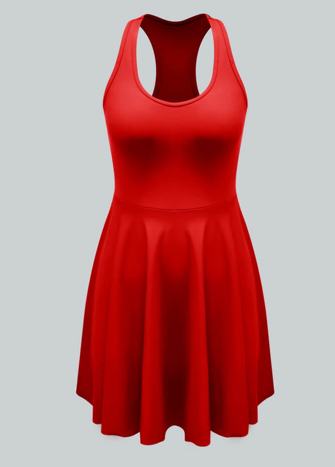 2-in-1 Racer Back Active Dress With Built-in Shorts And Pockets