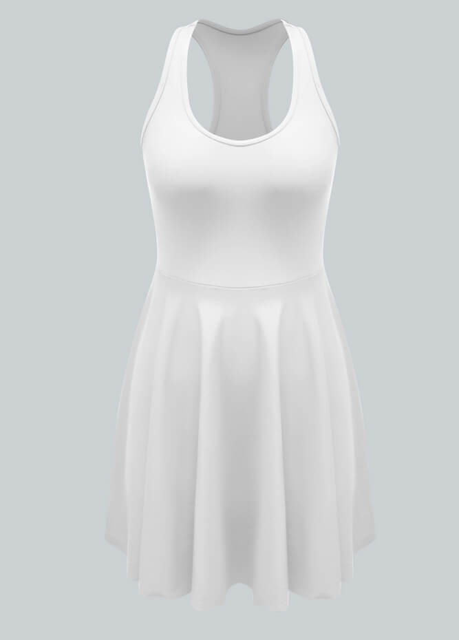 2-in-1 Racer Back Active Dress With Built-in Shorts And Pockets