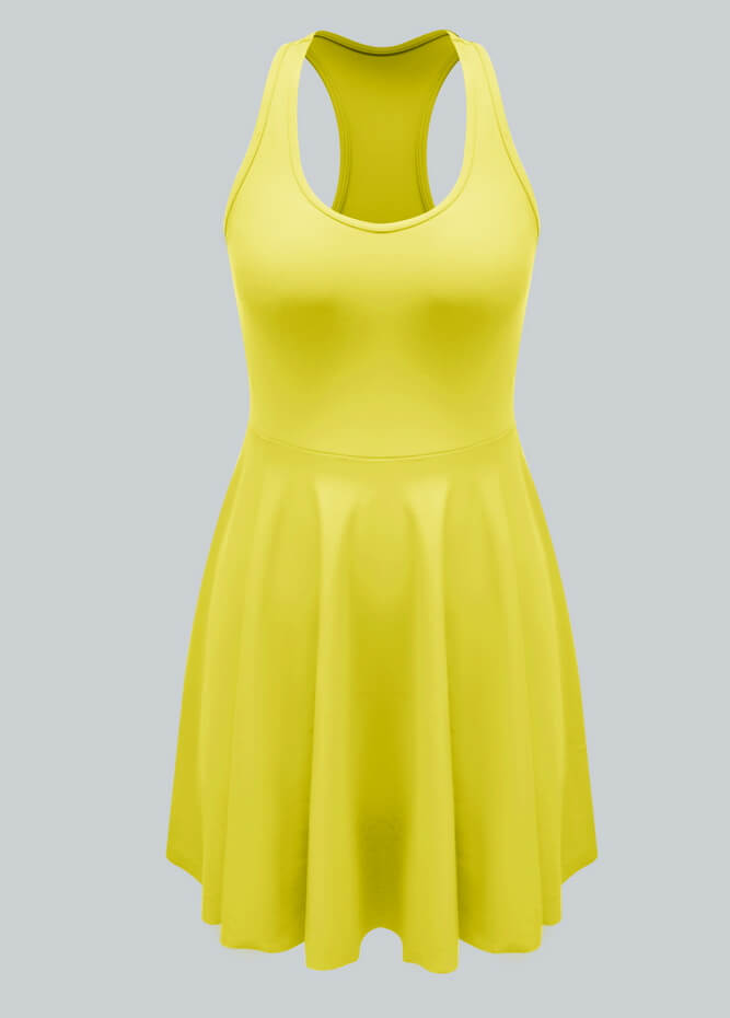 2-in-1 Racer Back Active Dress With Built-in Shorts And Pockets