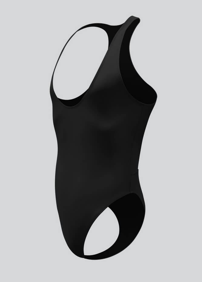 Mens Deep U-Neck Bodysuit With Back Cut-Out