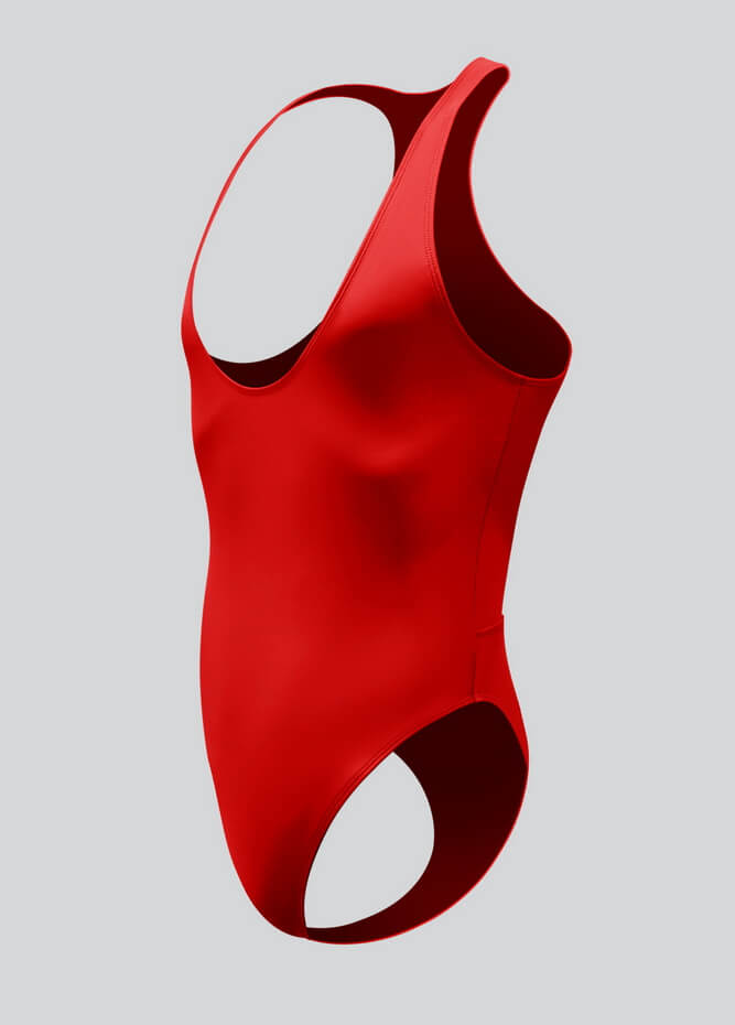 Mens Deep U-Neck Bodysuit With Back Cut-Out