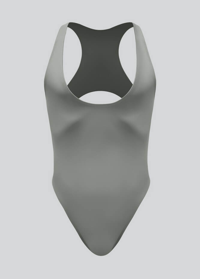Mens Deep U-Neck Bodysuit With Back Cut-Out
