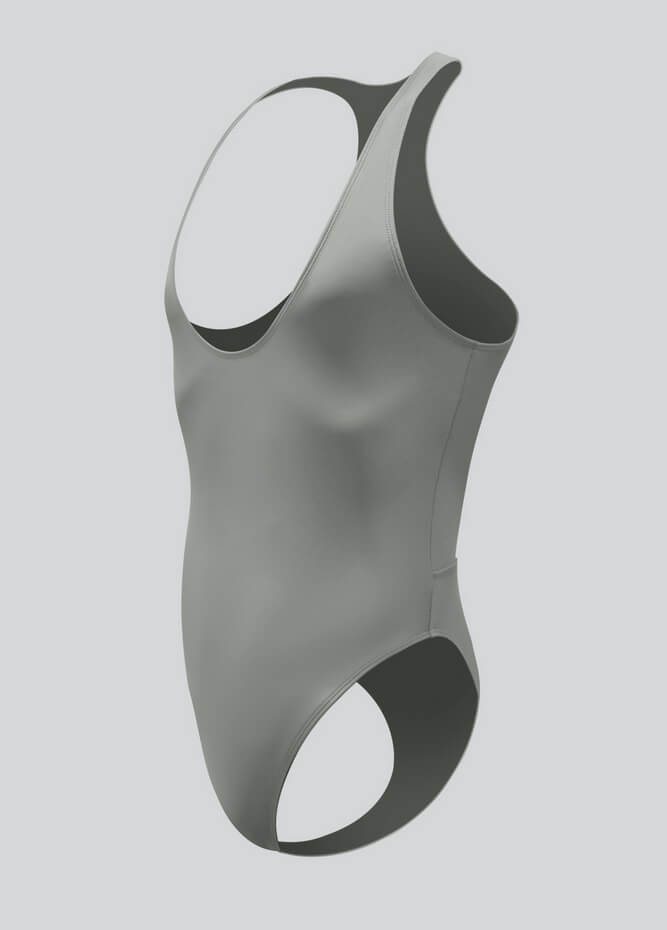 Mens Deep U-Neck Bodysuit With Back Cut-Out