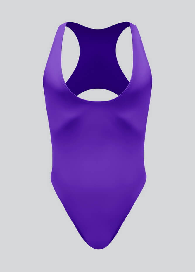 Mens Deep U-Neck Bodysuit With Back Cut-Out