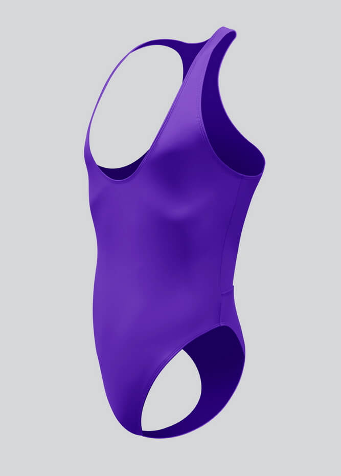 Mens Deep U-Neck Bodysuit With Back Cut-Out
