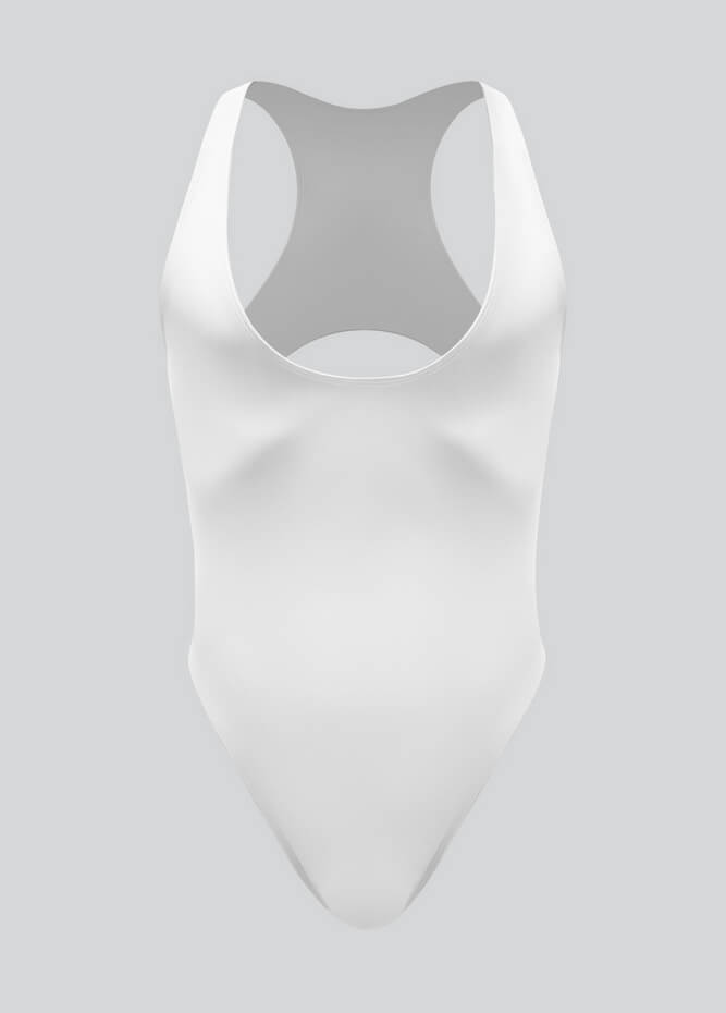 Mens Deep U-Neck Bodysuit With Back Cut-Out