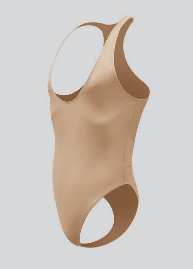 Mens Deep U-Neck Bodysuit With Back Cut-Out