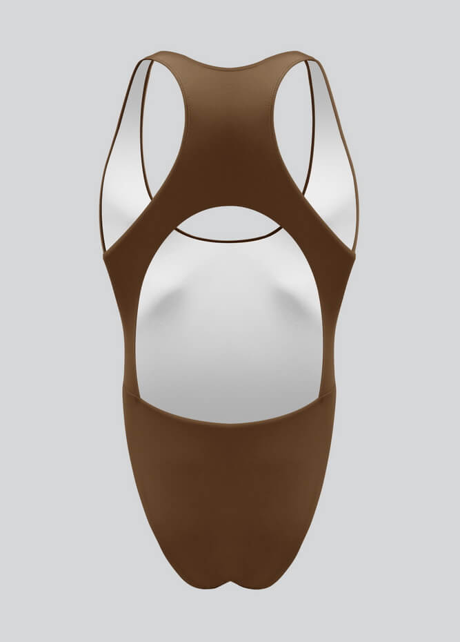 Mens Deep U-Neck Bodysuit With Back Cut-Out