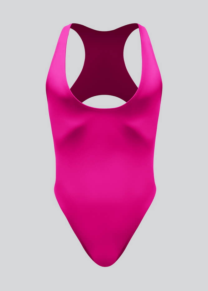 Mens Deep U-Neck Bodysuit With Back Cut-Out