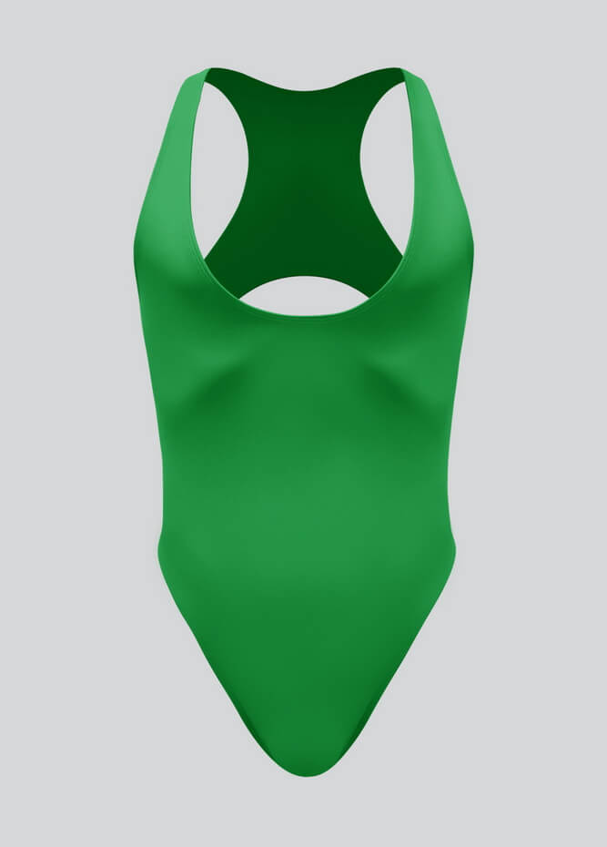 Mens Deep U-Neck Bodysuit With Back Cut-Out