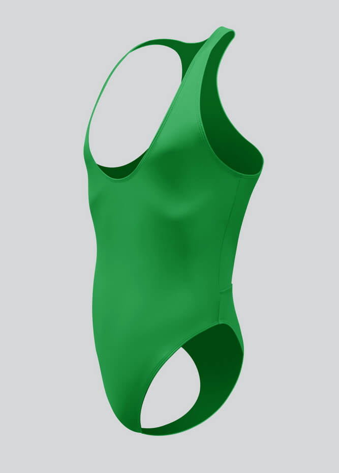 Mens Deep U-Neck Bodysuit With Back Cut-Out