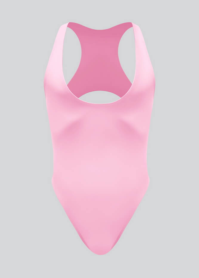 Mens Deep U-Neck Bodysuit With Back Cut-Out