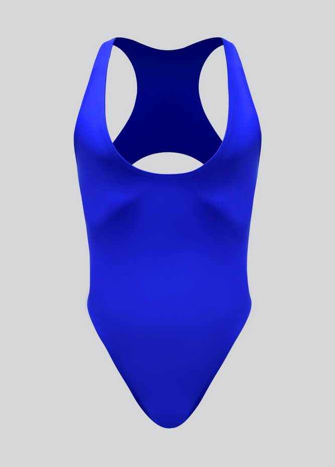 Mens Deep U-Neck Bodysuit With Back Cut-Out