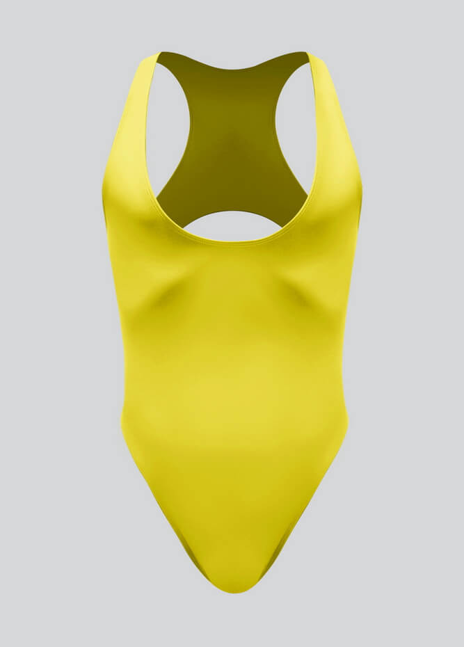 Mens Deep U-Neck Bodysuit With Back Cut-Out