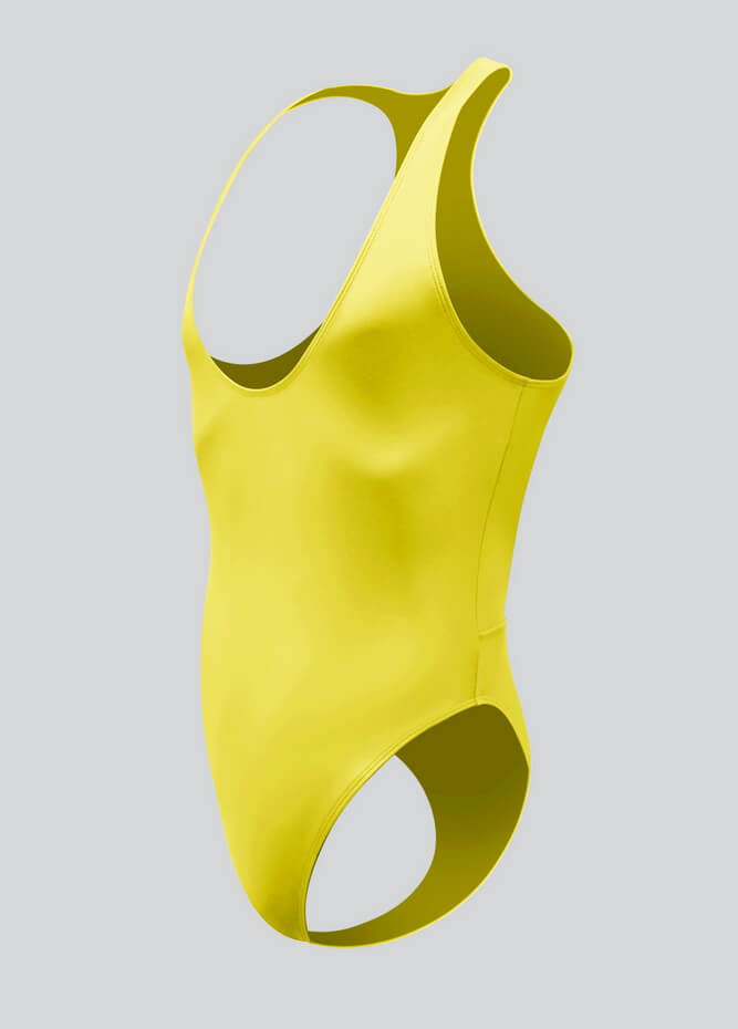 Mens Deep U-Neck Bodysuit With Back Cut-Out