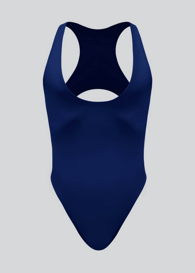 Mens Deep U-Neck Bodysuit With Back Cut-Out