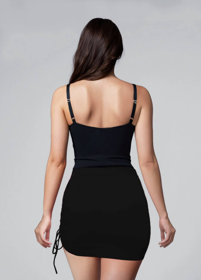 Womens Side Drawstring Ruched Stretchy Short Skirt