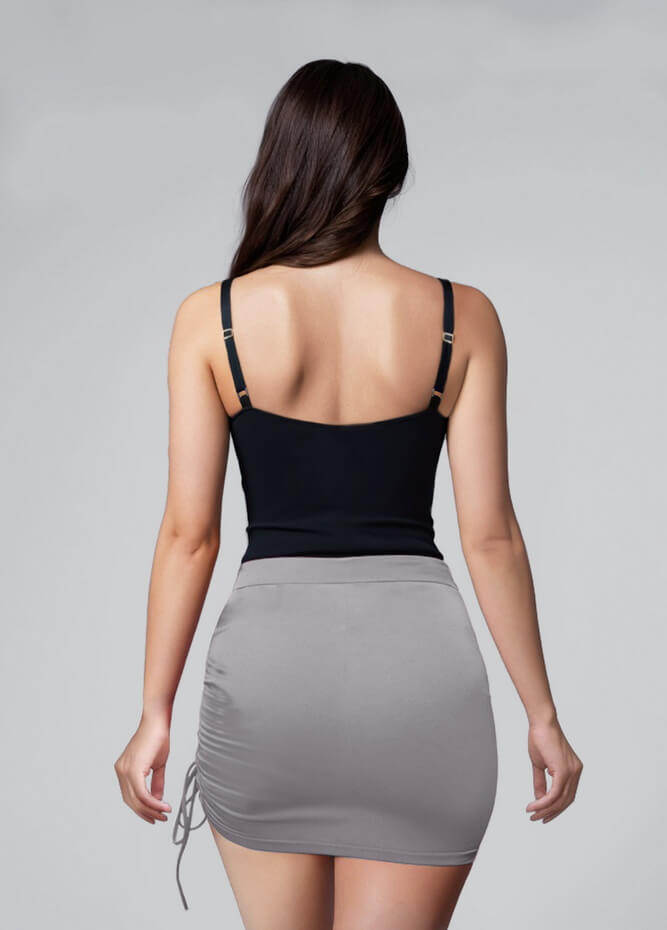 Womens Side Drawstring Ruched Stretchy Short Skirt